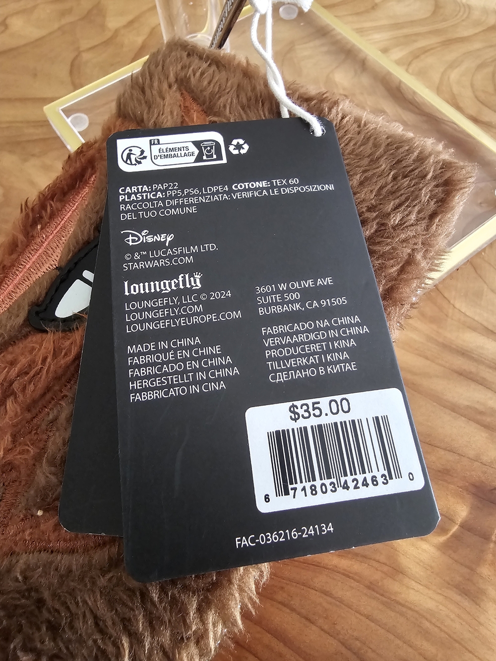 Loungefly Star Wars Chewbacca Plush Zip Wallet - Brown - Picture 6 of 6